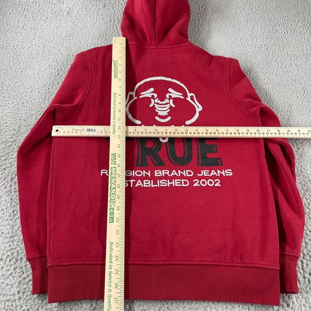True Religion Mens Red Long‎ Sleeve Pockets Full-Zip Hoodie Size S Streetwear